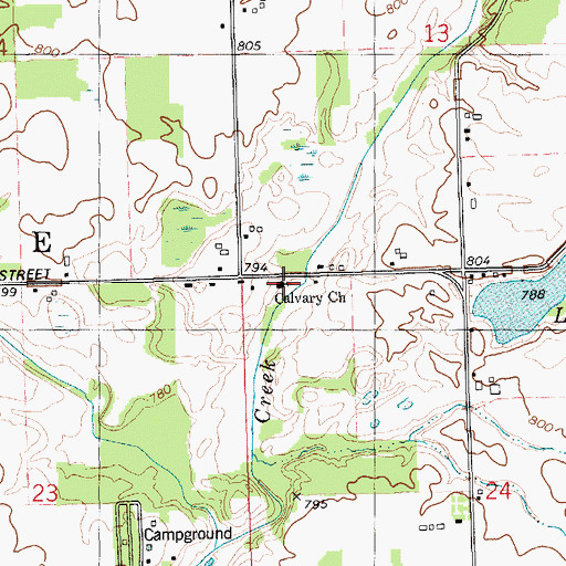 Topographic Map of Calvary Church, MI