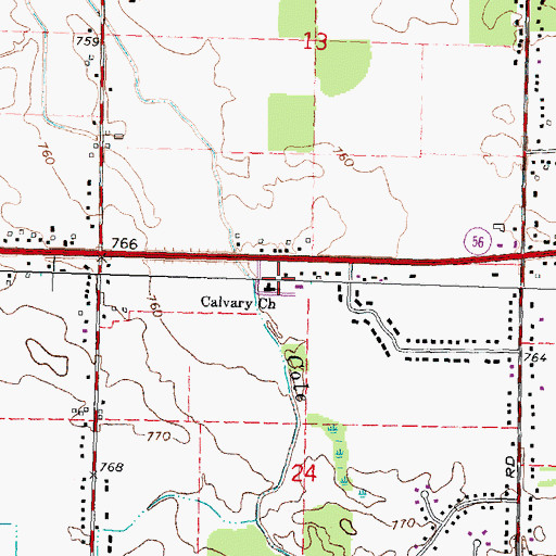 Topographic Map of Calvary Church, MI