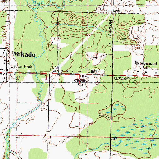 Topographic Map of Calvary Church, MI