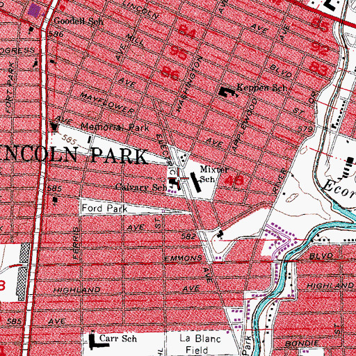 Topographic Map of Calvary School, MI