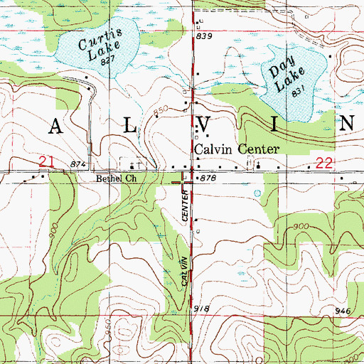 Topographic Map of Calvin Center, MI