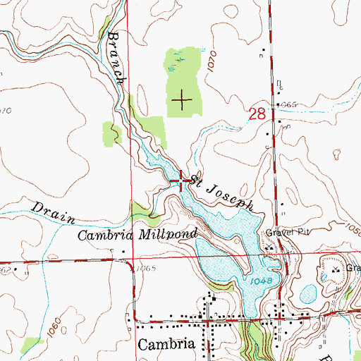 Topographic Map of Cambria Drain, MI