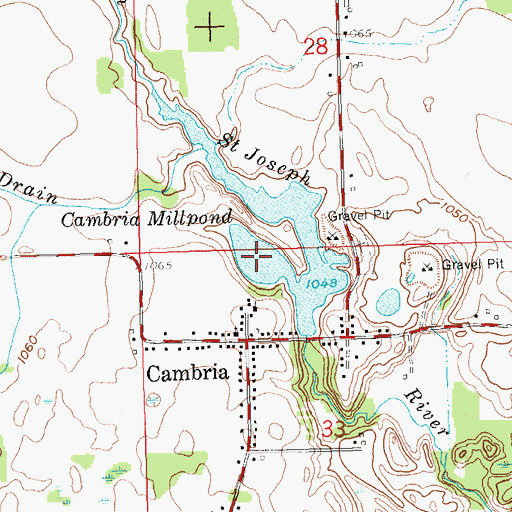 Topographic Map of Cambria Millpond, MI