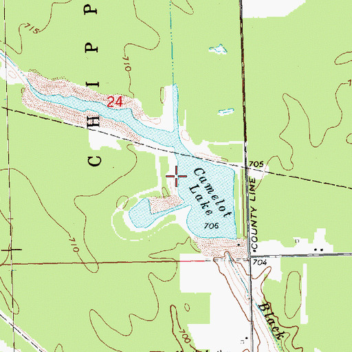 Topographic Map of Camelot Lake, MI