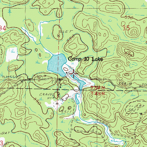 Topographic Map of Camp 10, MI