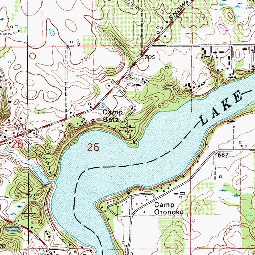 Topographic Map of Camp Betz, MI