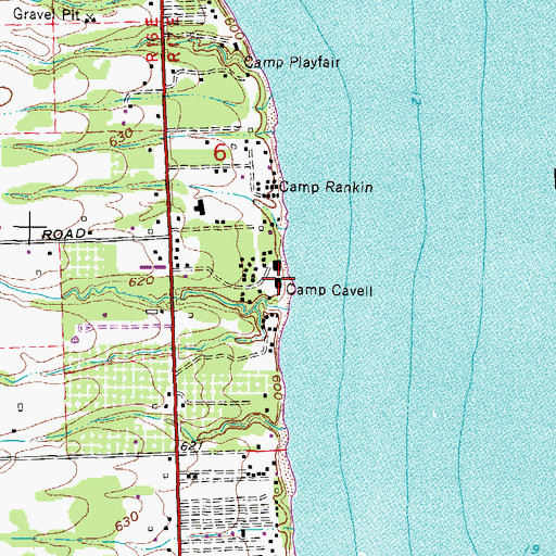 Topographic Map of Camp Cavell, MI