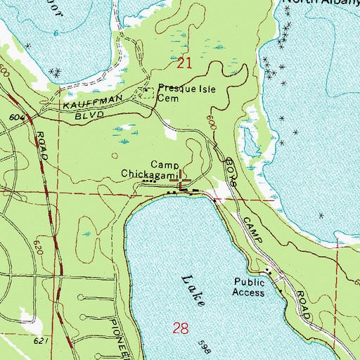 Topographic Map of Camp Chickagami, MI