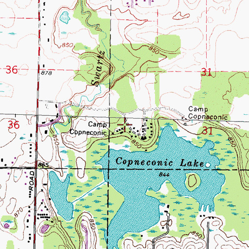 Topographic Map of Camp Copneconic, MI