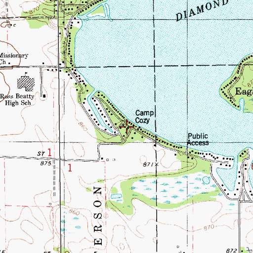 Topographic Map of Camp Cozy, MI