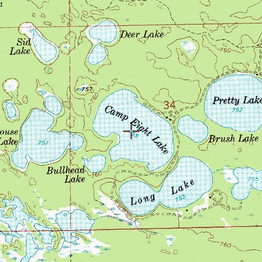 Topographic Map of Camp Eight Lake, MI