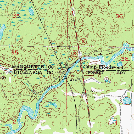 Topographic Map of Camp Floodwood, MI