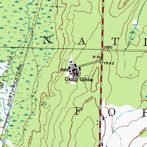 Topographic Map of Camp Gibbs, MI