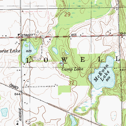 Topographic Map of Camp Lake, MI