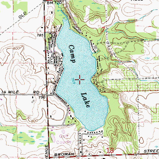 Topographic Map of Camp Lake, MI