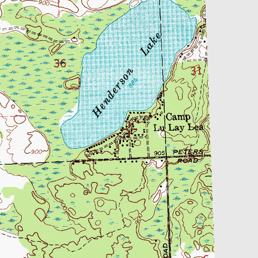 Topographic Map of Camp Lu Lay Lea, MI