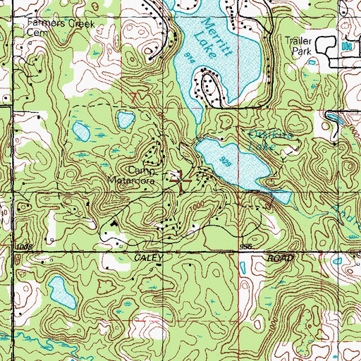 Topographic Map of Camp Metamora, MI