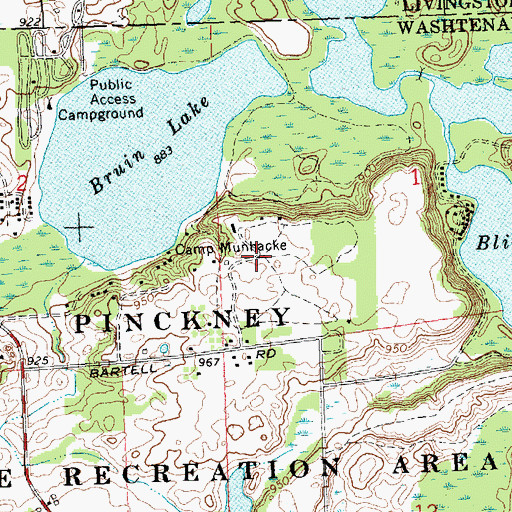 Topographic Map of Camp Munhacke, MI