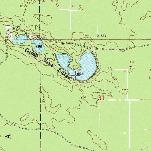 Topographic Map of Camp Nine Lakes, MI