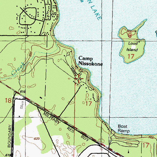 Topographic Map of Camp Nissokone, MI