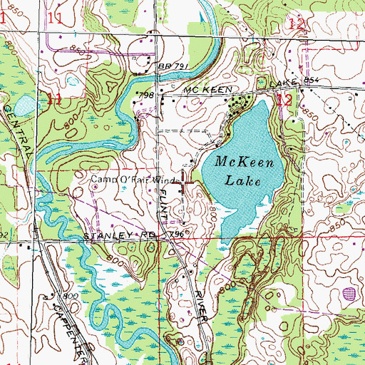 Topographic Map of Camp O'Fair Winds, MI