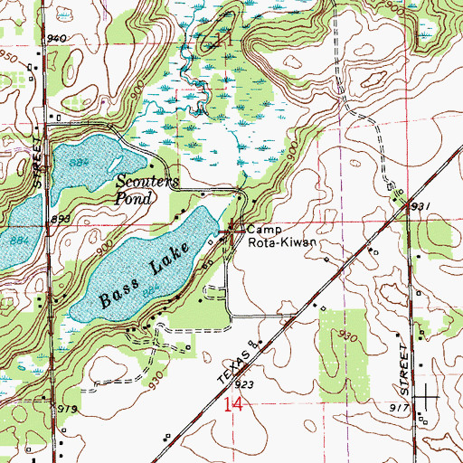 Topographic Map of Camp Rota-Kiwan, MI