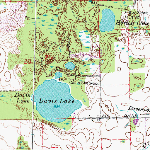 Topographic Map of Camp Sherwood, MI