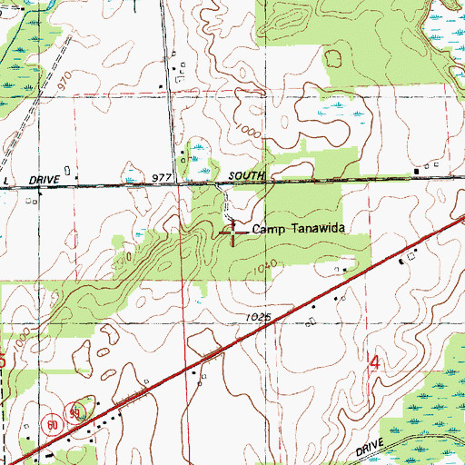 Topographic Map of Camp Tanawida, MI
