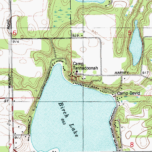 Topographic Map of Camp Tannadoonah, MI