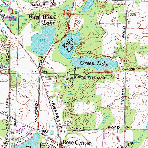 Topographic Map of Camp Wathana, MI