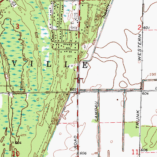Topographic Map of Campau Drain, MI