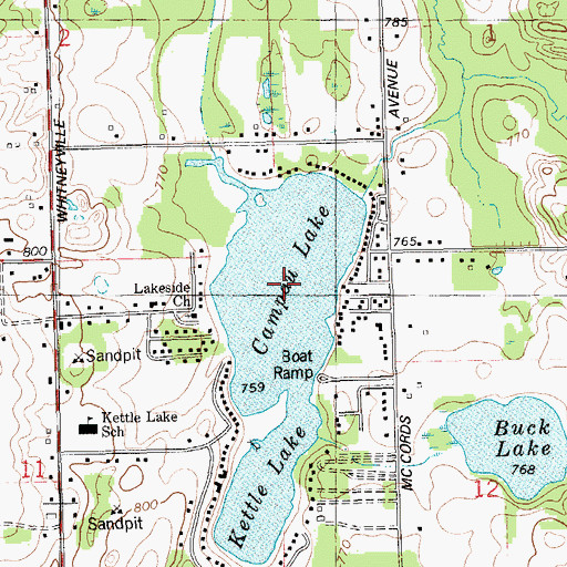 Topographic Map of Campau Lake, MI