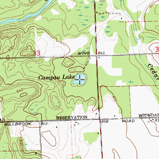 Topographic Map of Campau Lake, MI