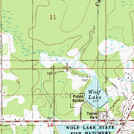 Topographic Map of Campbell Creek, MI