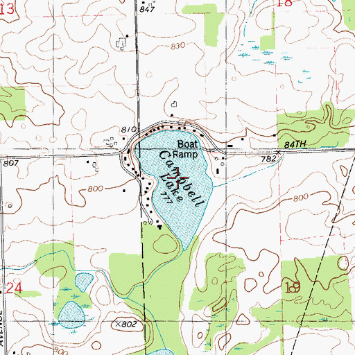Topographic Map of Campbell Lake, MI
