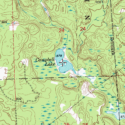Topographic Map of Campbell Lake, MI