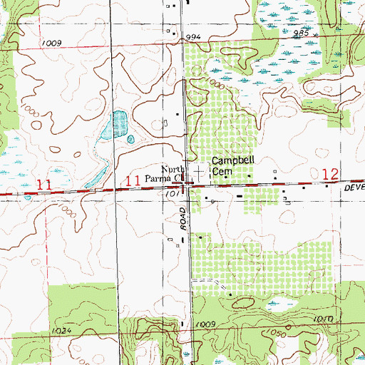 Topographic Map of Campbell School, MI