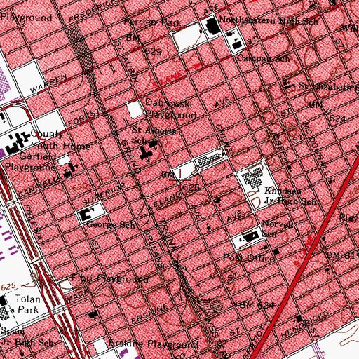 Topographic Map of Campbell School, MI