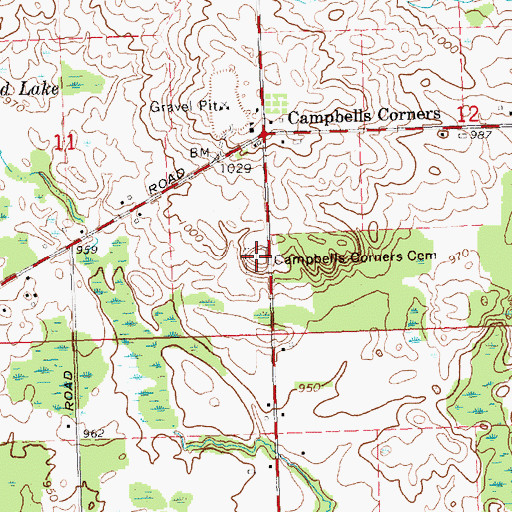 Topographic Map of Campbells Corners Cemetery, MI