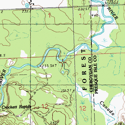 Topographic Map of Canada Creek, MI