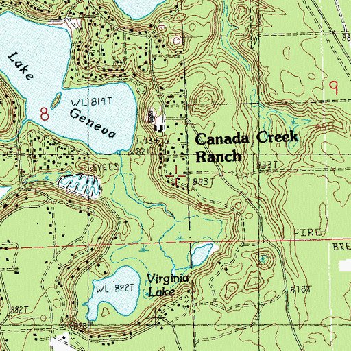 Topographic Map of Canada Creek Ranch, MI