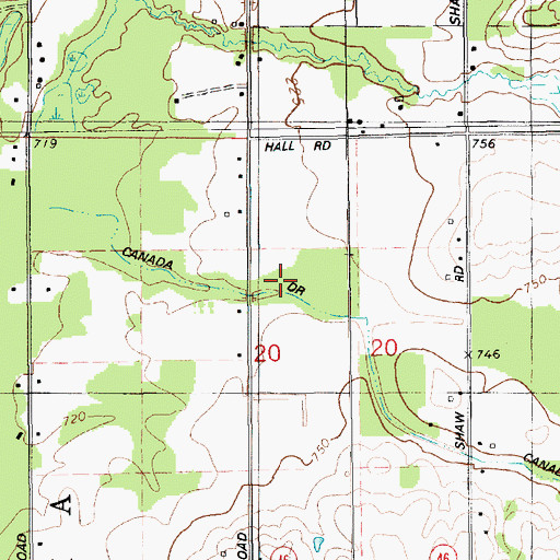Topographic Map of Canada Drain, MI