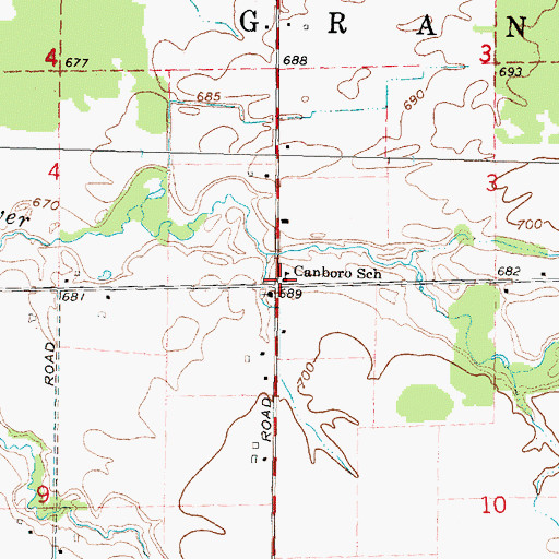Topographic Map of Canboro School, MI