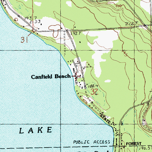 Topographic Map of Canfield Beach, MI