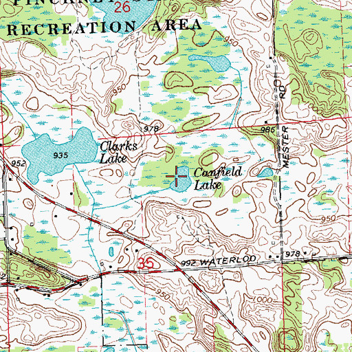 Topographic Map of Canfield Lake, MI