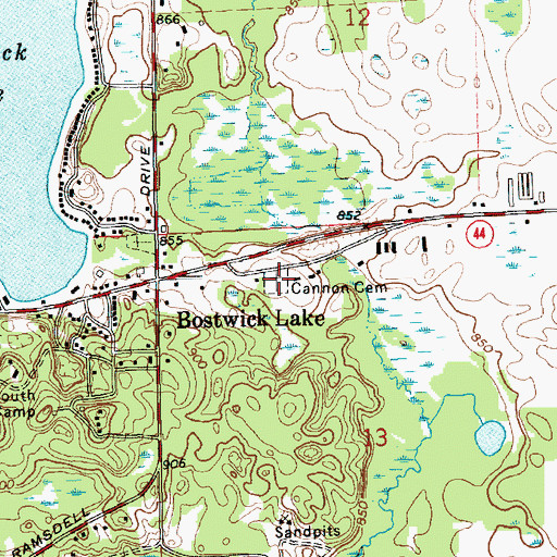 Topographic Map of Cannon Cemetery, MI