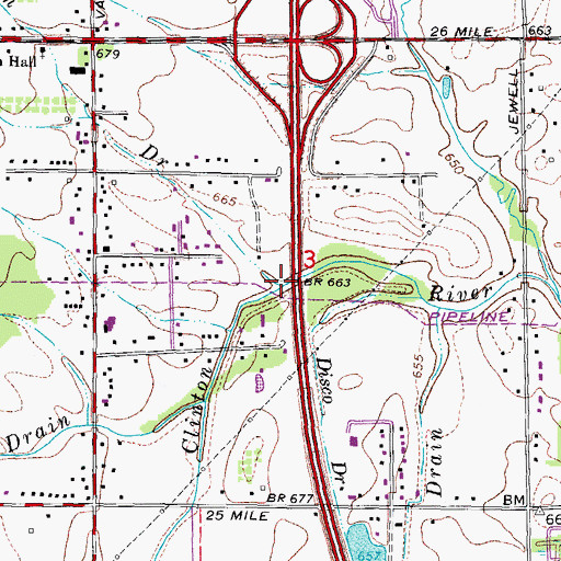 Topographic Map of Cannon Drain, MI