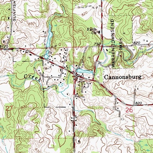 Topographic Map of Cannonsburg, MI