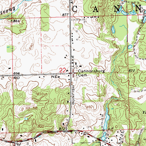 Topographic Map of Cannonsburg Cemetery, MI