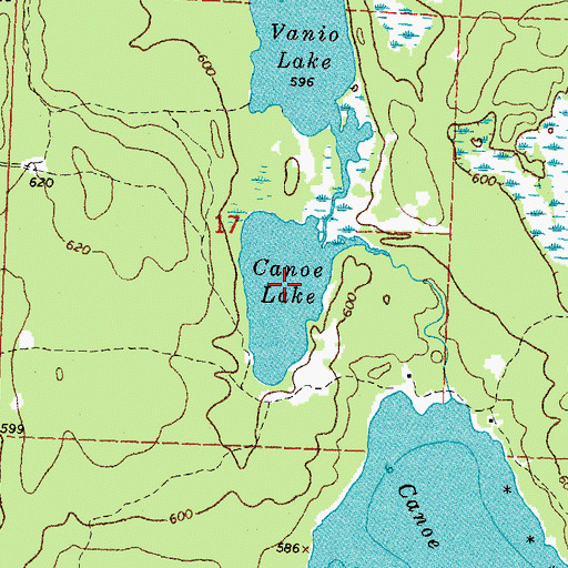 Topographic Map of Canoe Lake, MI